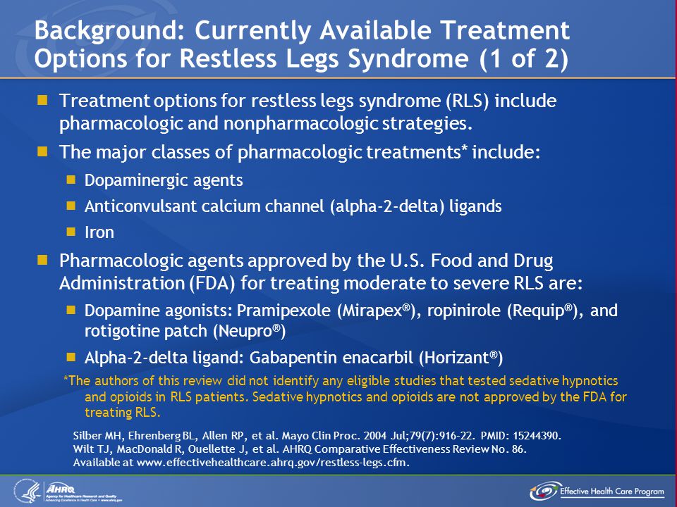 ropinirole treatment restless legs syndrome